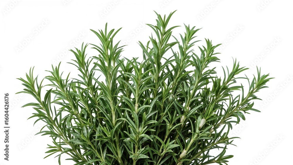 Fototapeta premium White backdrop highlighting a cluster of rosemary and oregano herbs