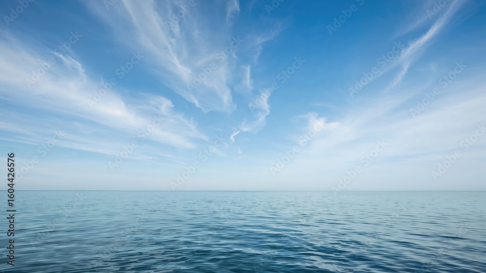 Scenic view of a lake with fluffy clouds in a vibrant blue sky Scenic view of a lake with fluffy clouds in a vibrant blue sky