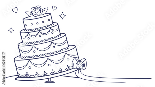 Illustration of a decorative wedding cake.