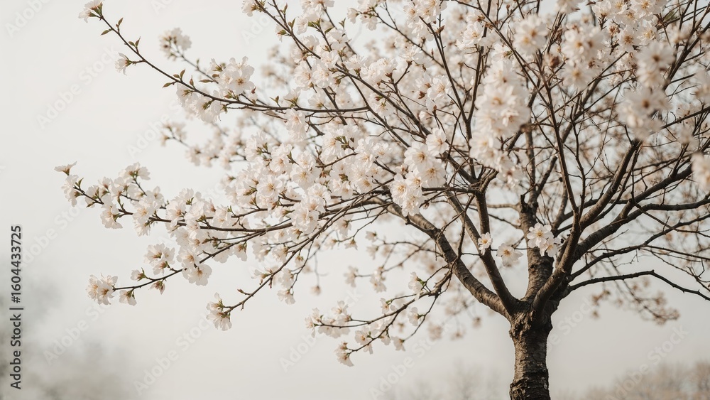 Delicate cherry blossom flowers blossoming in spring. Natural serene background. Delicate cherry blossom flowers blossoming in spring. Natural serene background.