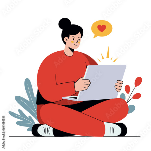 psychological health of a woman with a laptop