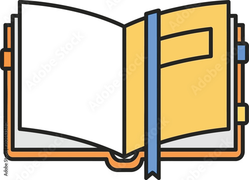 Open Notebook Icon:  Flat Design, Editable Color