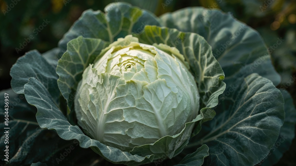 Obraz premium Fresh cabbage plant in natural environment