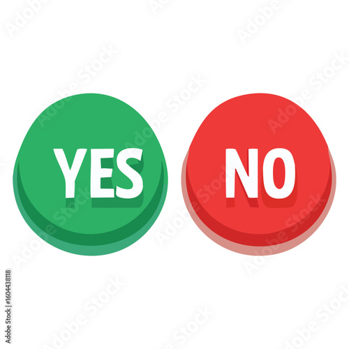Yes and No round button icons in 3D style