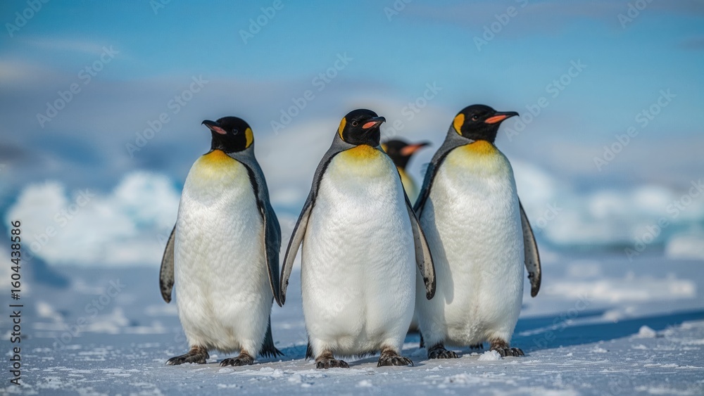 Obraz premium A Quartet of Penguins on Ice