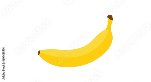 Simple Vector Illustration of a Ripe Banana on a White Background, Minimalist Design Depicting a Tropical Fruit in a Flat Style Depicting Freshness
