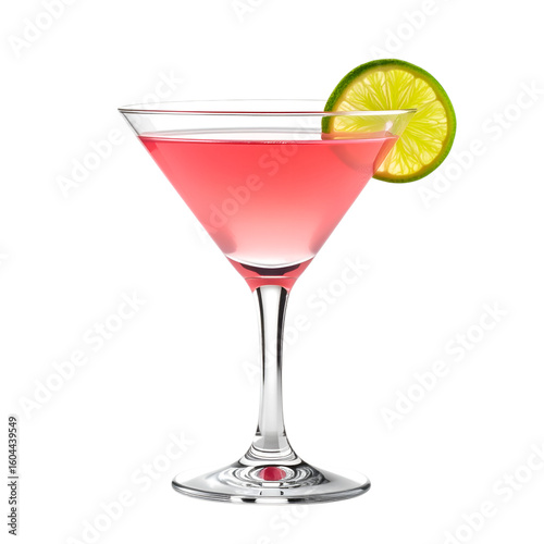 Wallpaper Mural Pink Martini Glass: A vibrant, pink martini cocktail, elegantly presented in a classic glass with a fresh lime garnish, inviting a refreshing and stylish experience. Torontodigital.ca