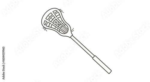 Minimalist Lacrosse Stick Line Art: A Graphic Illustration for Sports and Recreation Concepts