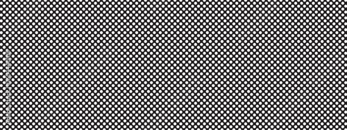 Perforated mesh metal with pattern and texture by speaker or micro grill background in seamless black net and round grid of steel plate. Polka dot bg.