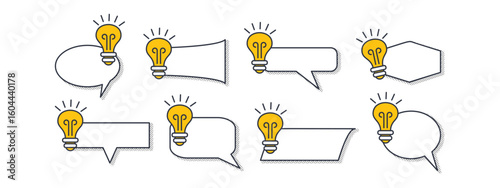 Flat infographic templates with questions, answers, and knowledge tips for modern social media, banners, or business communication. Isolated elements in white for text, idea, or learning design.