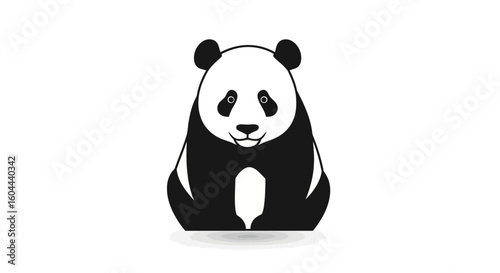 Stylized depiction of a giant panda with a minimalistic graphic design isolated on white background illustration presenting a cute, approachable