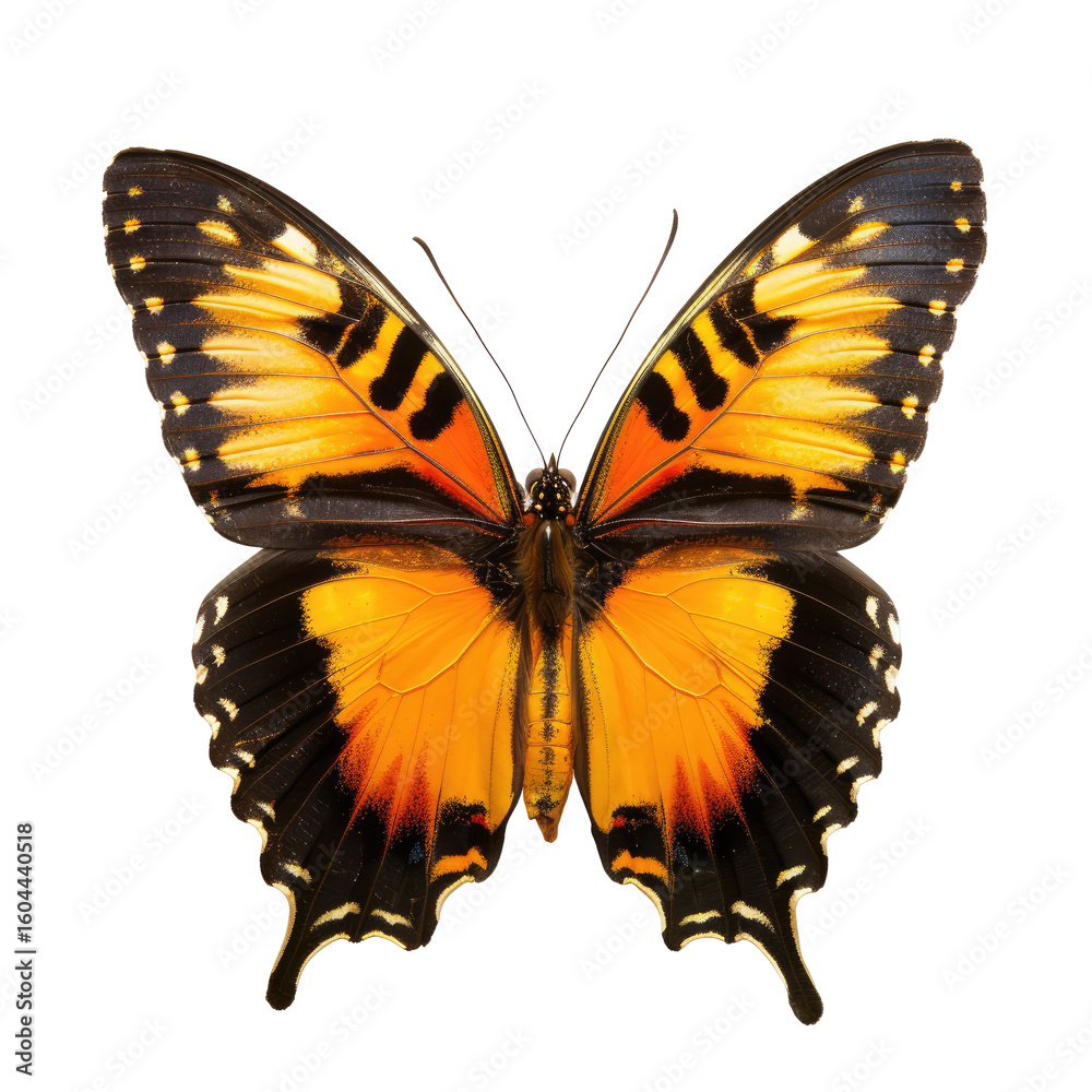 Fototapeta premium Close-up of a vibrant orange and black butterfly