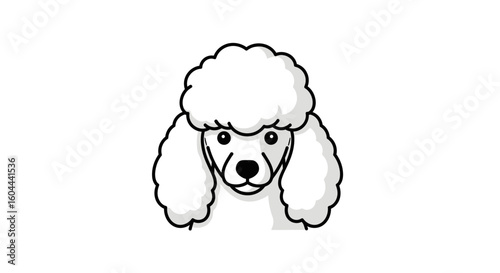 Stylized Poodle Illustration with Fluffy Fur and Expressive Eyes Depicting a Cute Companion Animal