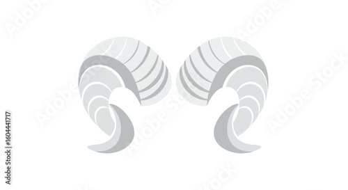 Stylized ram horns design in shades of grey evokes strength and mythology animal nature animalistic bold decorative curving zodiac sign illustration