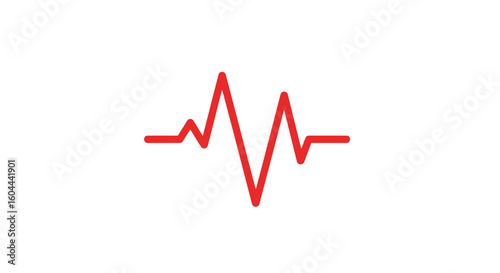 Vibrant red lifeline electrocardiogram illustration against a clean white background, symbolizing vitality and medical science for health awareness