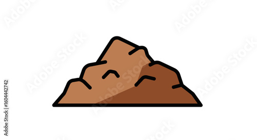 Stylized illustration showcasing a heap of brown soil with defined edges suitable for digital projects and educational materials