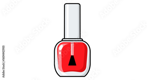 Vibrant Red Nail Polish Bottle: A Pop Art Illustration of Beauty and Style Element