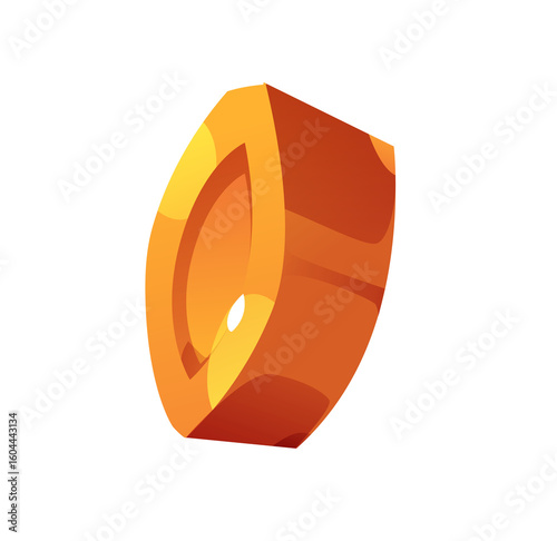 Abstract Orange and Yellow 3D Shape; Warm, Modern Design Element