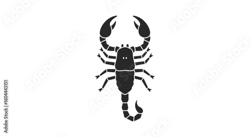 Sharp Silhouette: A bold Scorpion Graphic, illustrating arthropod life with its striking claw and segmented body, perfect for zodiac designs