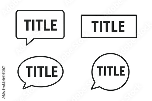 Minimal callout title vector set. Speech bubble and text box frames for infographics or presentations. Clean line art illustration for web design, banners or advertising.