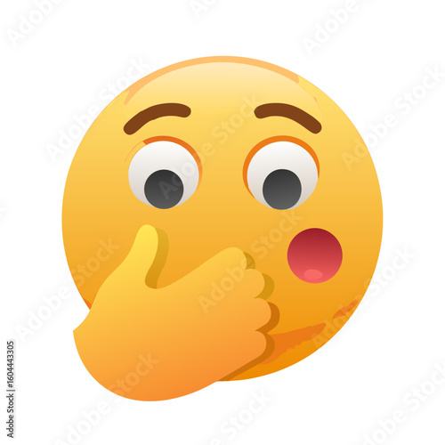 3D-Icon – Besorgtes Emoji mit Hand vor dem Mund
