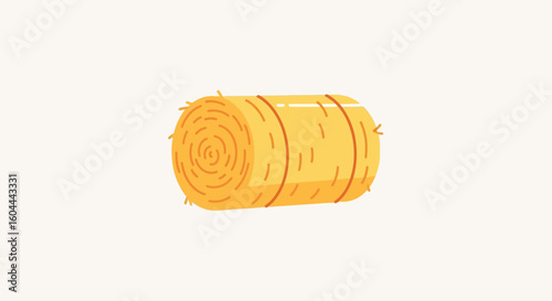 Stylized Hay Bale Illustration with Countryside Aesthetic, Farm and Agricultural Theme Iconography Hay, Minimalist Design
