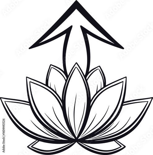 Lotus, Arrow, Icon, Zodiac, Spiritual, Flower, Sagittarius, Symbol, vector, silhouette