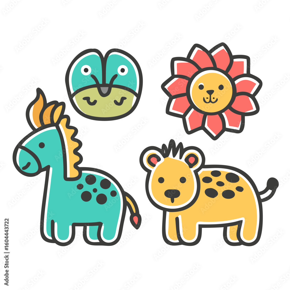 Fototapeta premium Funny cartoon animal vector collection for kids