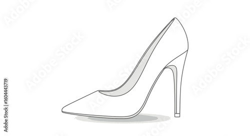 Elegant single high heel shoe illustration on plain white background for minimalistic design needs and projects requiring simplicity for