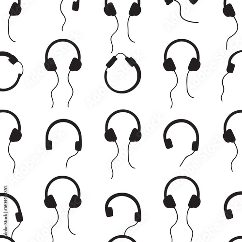 Black headphones pattern audio music