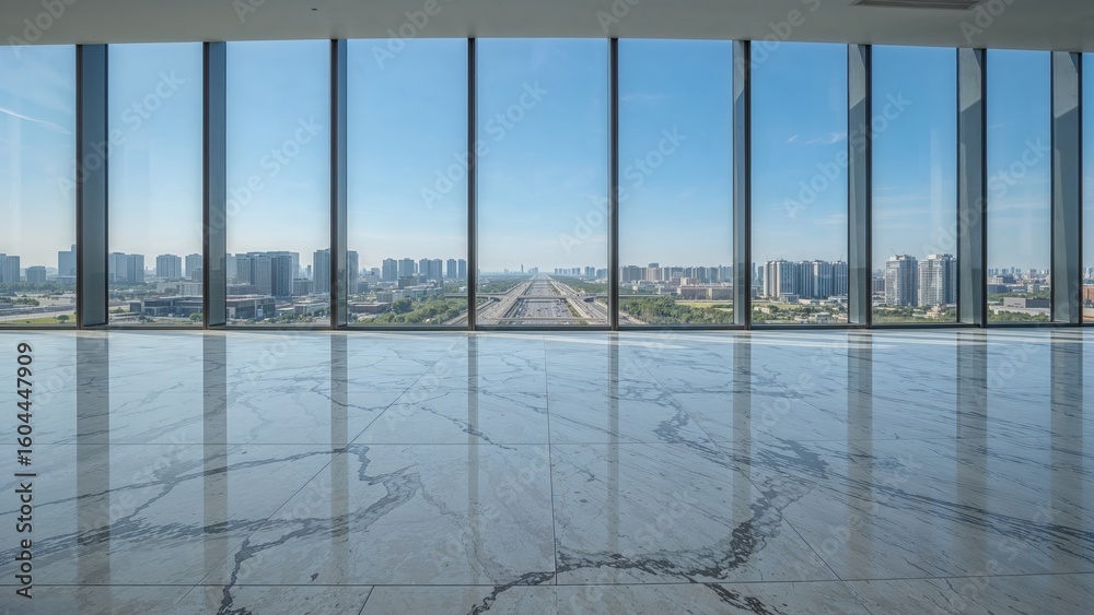 Fototapeta premium Bare marble ground of a modern commercial facility