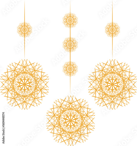 Yellow orange modern festive hanging mandala element for decoration