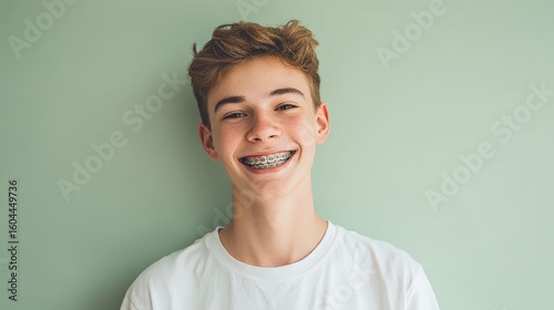 a Teenager boy is smiling confidently