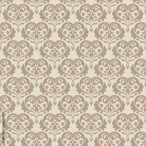Brown damask seamless pattern vector for wallpaper, this damask pattern vector is ideal for textiles, packaging and elegant damask pattern vector prints