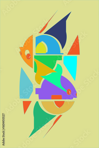 fish illustration for wall decoration, wall painting