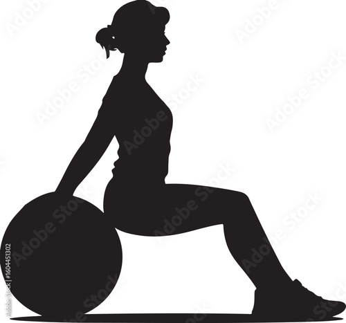 Woman Exercising with Stability Ball Silhouette