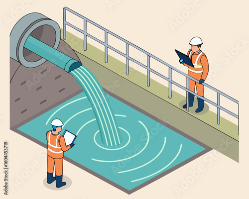 Protective HDPE liner installed in wastewater lagoon to prevent leakage and groundwater contamination, illustrated in isometric view.