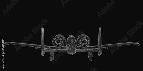 A 3D wireframe model of a combat aircraft displayed on a black background. The detailed framework highlights the bomber's iconic structure, wings, and engines.