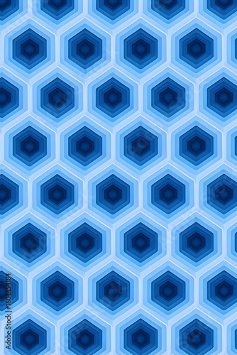Abstract Tech Background – Seamless Hexagonal Pattern with Soft 3D Illusion, Blue Color Scheme