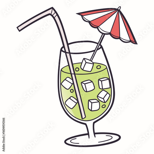 Tropical Drink with Umbrella  AI format, perfect for party, bar, and drink-themed designs. 