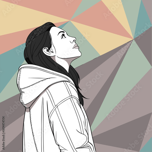 A beautiful vector fashion illustration of a person in a black dress, a perfect costume for a Halloween-themed model