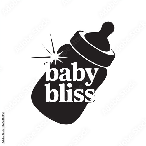 Baby bliss logo with sparkle on a feeding bottle