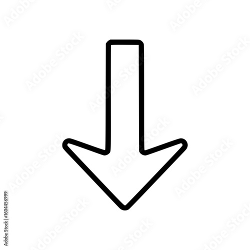 Outline icon arrow symbolizing direction and movement concept, medium arrow, thin outline  