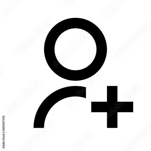 Add user icon, outline symbol to add a friend or create a new contact. 