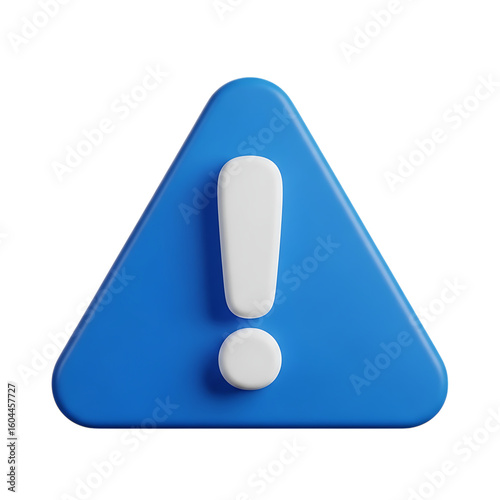 Blue exclamation mark warning sign isolated on transparent background