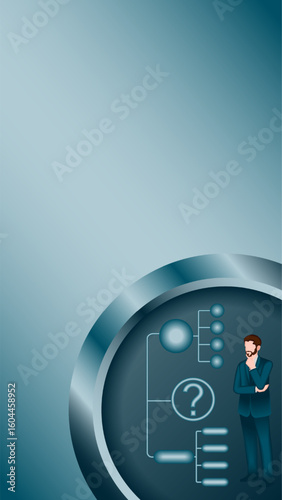 Decision tree diagram for identifying problems and opportunities in decision making process. 2D. Rectangular Template. Vector illustration.