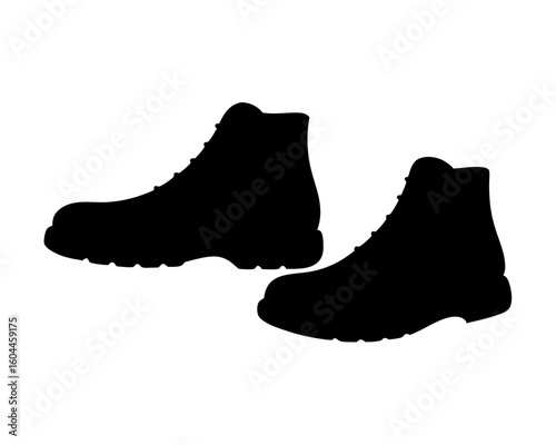 Silhouette of two sturdy leather boots, perfect for hiking or work
