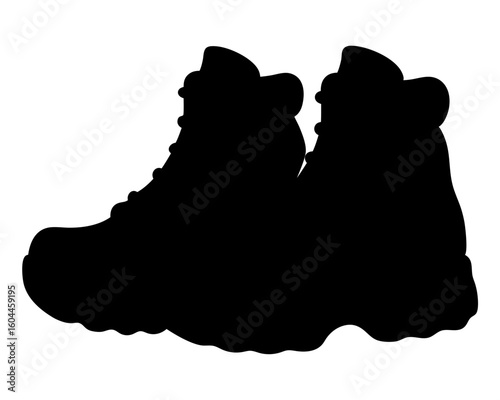 Silhouette of sturdy hiking boots, ready for adventurous outdoor expeditions and explorations