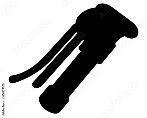 Silhouette image of a medical instrument with handle and two prongs