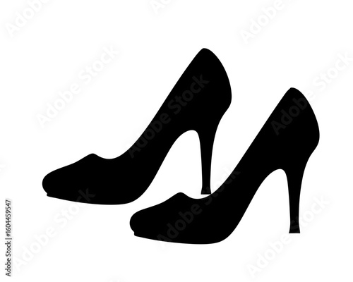 Elegant silhouette of two high heel shoes isolated on white background